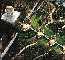 View of Bahai Gardens and Shrine.