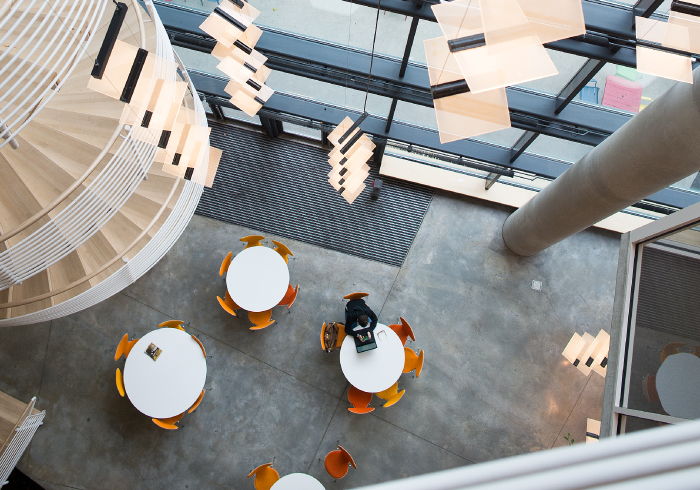 Law student working at a table